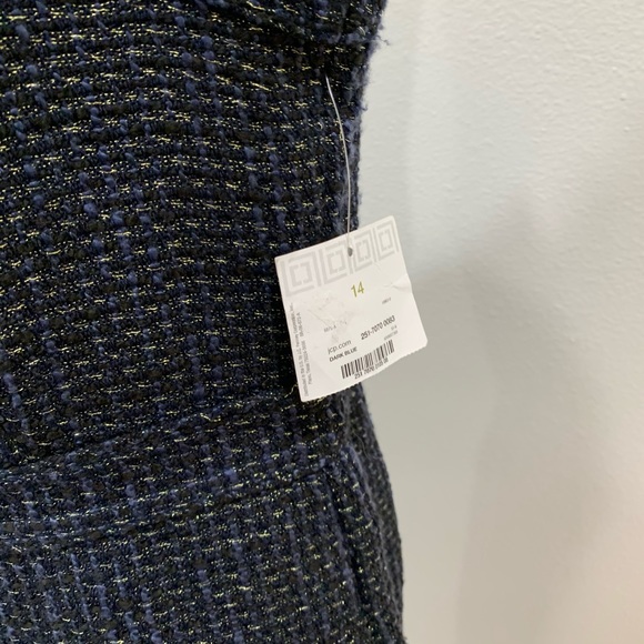 NWT Liz Claiborne blue gold tweed sleeveless dress - Picture 3 of 6